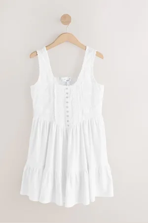 Next Broderi Korset Talje Mini 100% Bomuld Kjole36