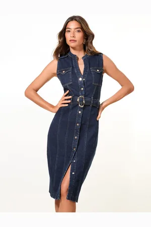 Lipsy London Ærmeløs Denim Med bælte Skjortekjole34