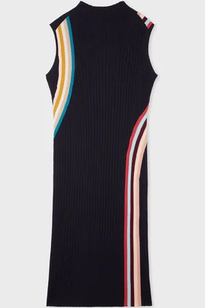 Paul Smith Blue Knitted Ribbed Swirl Dresslarge