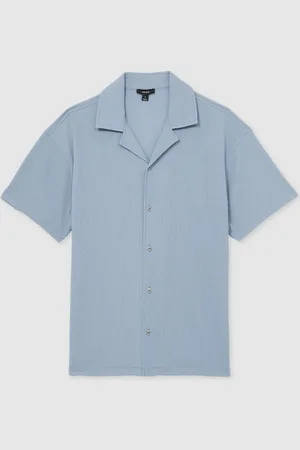 Reiss Hunt Textured Crepe Cuban Collar ShirtXS