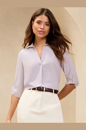 Lipsy London V-Neck 3/4 Sleeve Collared Blouse44