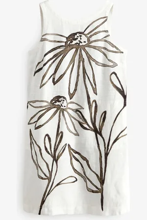 Next Linen Scoop Back Mini Shift Dress40høj