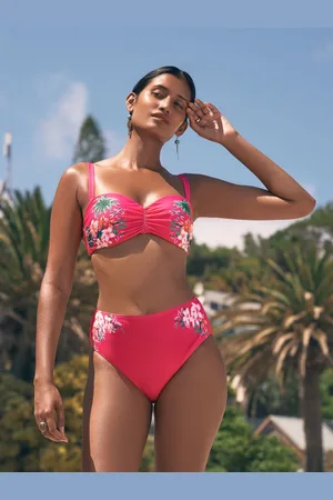 Love & Roses Embroidered Ruched High Waist Bikini Bottoms38