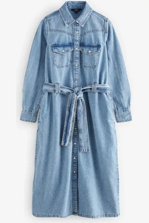 Next Western Midi 100% Bomuld Denim Skjortekjole40