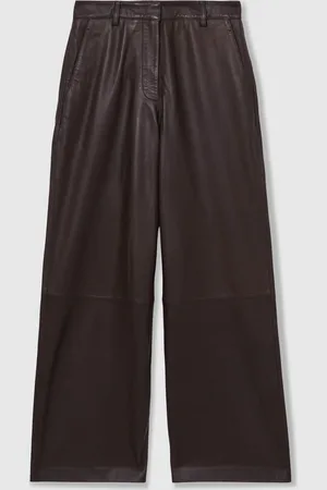 Reiss Mercey Leather Wide Leg Trousers38