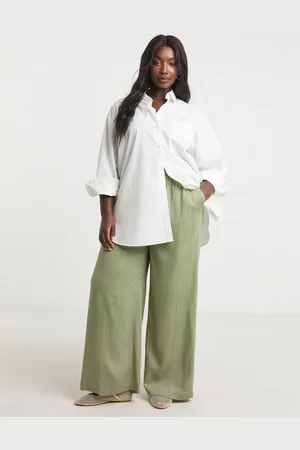 Simply Be Tie Waist Wide Leg Linen Trousers36