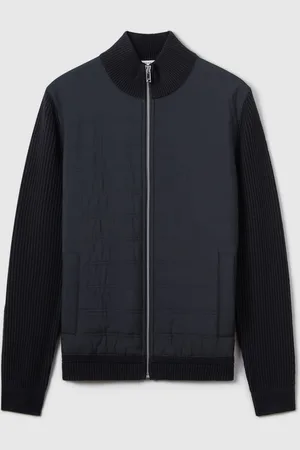 Reiss Trainer Hybrid Quilt and Knit Zip-Through JacketXL