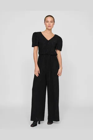 VILA Glitter Detail Short Sleeve Wide Leg Jumpsuit40