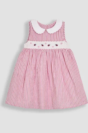 JoJo Maman Bébé Seersucker Stripe Smocked 100% Cotton Dress116122cm