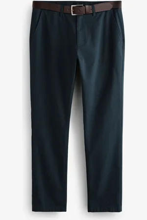 Next Soft Touch Belted Textured Stretch Chinos Trousers30B x 31L (UK 30 R)