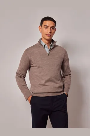 Hawes & Curtis Naturlig Merino 1/2 Zip TrøjeXXL