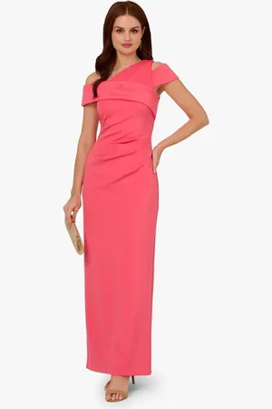 Adrianna Papell Pink Asymmetrical Drape Gown34