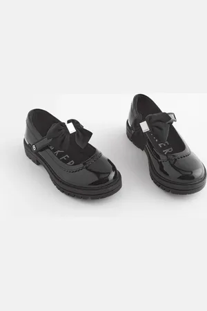 Ted Baker Girls Black School Chunky Mary Jane Shoes with Bow