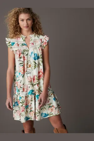 Next Frill Detail Lace Insert Mini Dress with Linen42 Høj