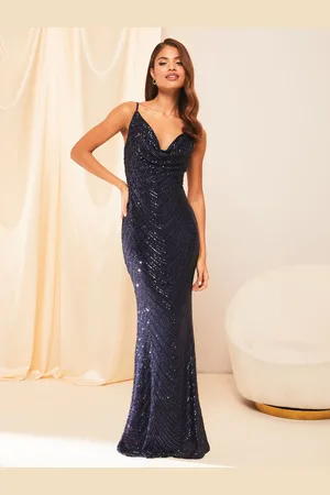 Lipsy London Short Sleeve Cowl Neck Sequin Maxi Dress44