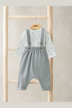 Mamas & Papas Blue Hot Air Balloon Print Bodysuit And Dungaree Set50cm