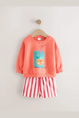 Next Langærmet 100% bomulds Sweatshirt og shortssæt (3måneder-7år)6268cm