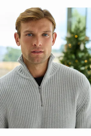 Next Regular Fit Rib Quarter Zip Jumper with WoolXS