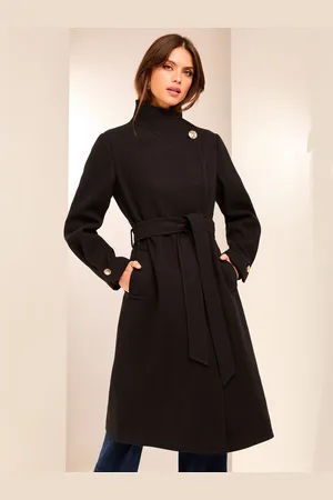 Lipsy London Tragthals wrap bæltefrakke med uld44