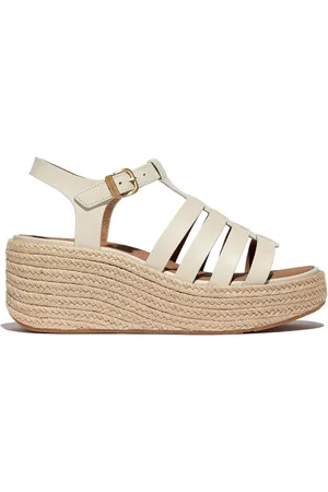 FitFlop Cream Platfforms Leather Fisherman Wedge Sandalseu39
