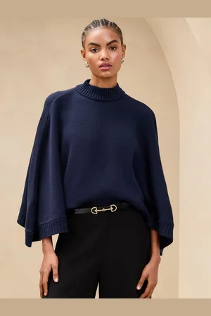 Lipsy London Knitted Cape Batwing High Neck Jumper40