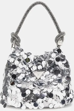 Guess Silver Sequin Top Handle Pouch Bagen
