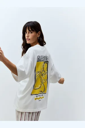 Next Oversized 100% Cotton Lemon Limonada Back Graphic Short Sleeve Crew Neck T-Shirtlarge