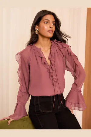Love & Roses Ruffle Detail V Neck Blouse42