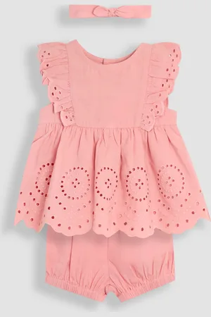 JoJo Maman Bébé Broderie Ruffle Sleeve Dress Bloomers and Headband Set 3 Piece8692cm