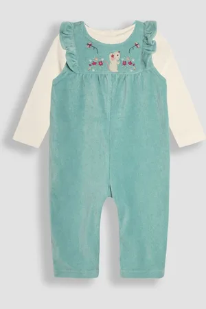JoJo Maman Bébé Mouse Appliqué Velour Dungarees and Top Set12 - 18 måneder (80 - 86cm)