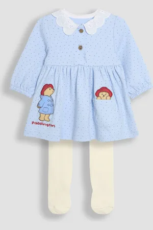 JoJo Maman Bébé Paddington Appliqué Button Front Dress & Tights Set2 - 3 år (92 - 98cm)