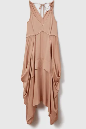 Reiss Demi Viscose Side Pleat Asymmetrisk Midi Kjole38