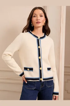 Love & Roses Tipped Gold Button Cardigan40