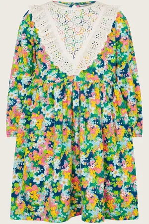 Monsoon Long Sleeve Floral Print Yoke Dress152158cm