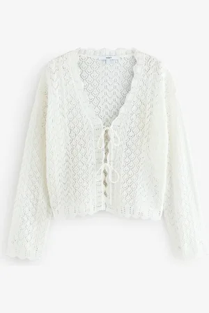Next Lace Knit Tie Front Cardigan with LinenX-Large Regular