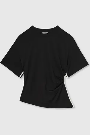 Reiss Audrey Draped Crew-Neck T-Shirt With CottonMiddel