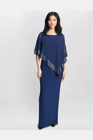 Gina Bacconi Natural Amber Maxi Asymmetrisk Cape Kjole42
