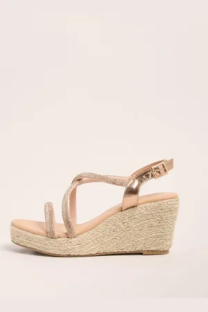 Friends Like These Diamante Jewel Multi Strap Comfort Wedge Sandals