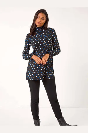 Roman Abstract Print High Neck Tunic Top38