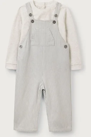 The White Company Green 100% Organic Cotton Twill Dungaree And Sweatshirt Set9298cm
