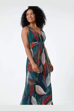 Roman Leaf Print Stretch Maxi Dress40