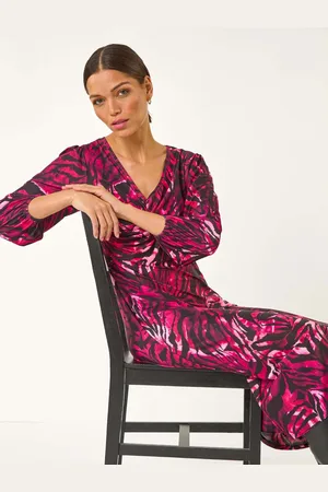Roman Zebra Print Twist Front Midi Dress46