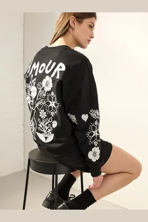 Next Amore Love Heavily Embroidered Luxe Back Graphic 100% Cotton Sweatshirt