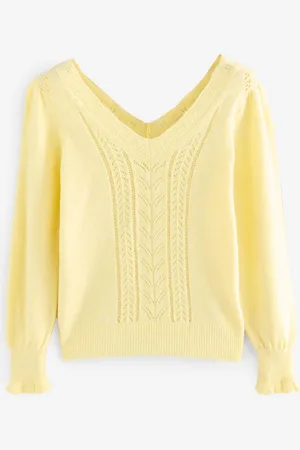Laura Ashley Pointelle V-Neck JumperM