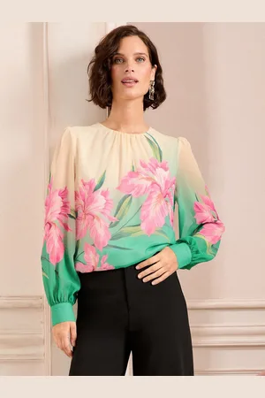 Love & Roses Printet Rund hals Bluse44