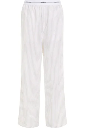 Calvin Klein Cotton Poplin Pyjamas Bukser med logo linningmedium