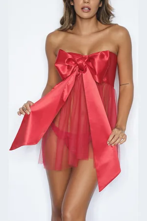 Ann Summers All Wrapped Up Satin Bow DressS-M