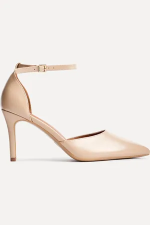 Linzi Thea Closed Back Stiletto Court Heels With Ankle Strap Shoes