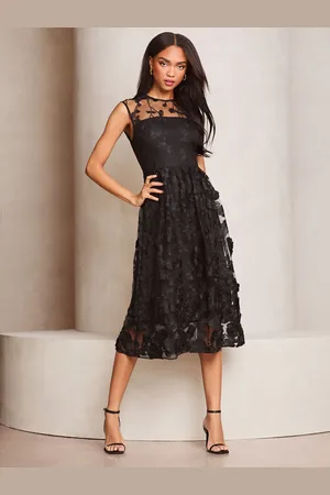 Lipsy London Premium 3D Floral Mesh Prom Midi Dress40