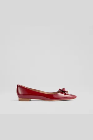 LK Bennett Mabel Patent Eyelet Bow Flats